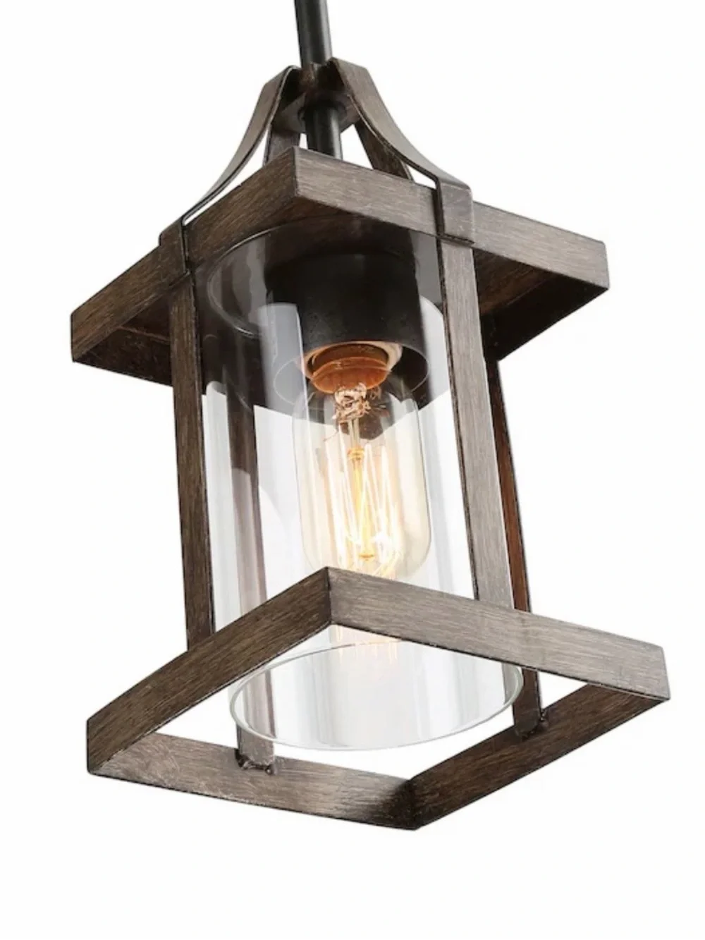 New LNC Lapps Rustic Brown Farmhouse Cage Lantern Hanging Pendant Light